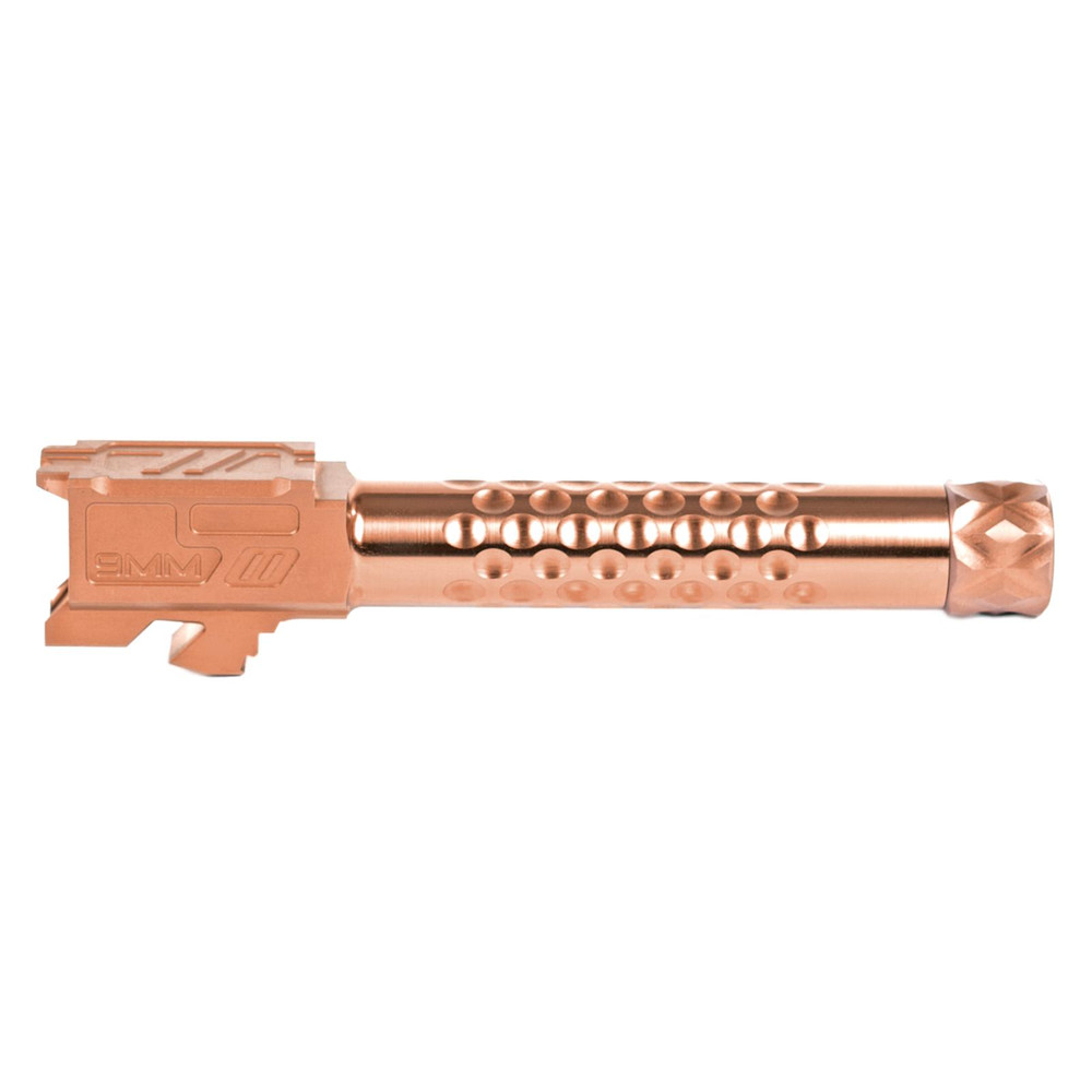 ZEV Optimized Match Barrel For Glock 19, Gen1-5, 1/2x28 Threading, Bronze - Pointing Right
